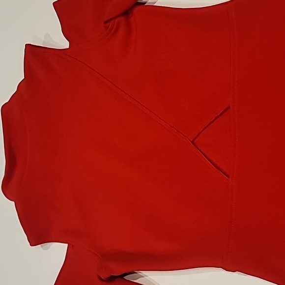 Express Cut Out Cold Shoulder Stretch Dress Red Small - Picture 9 of 12